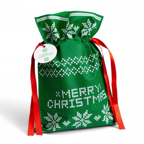 Pakado Worek Na Prezent Zielony Merry Christmas 40*56cm